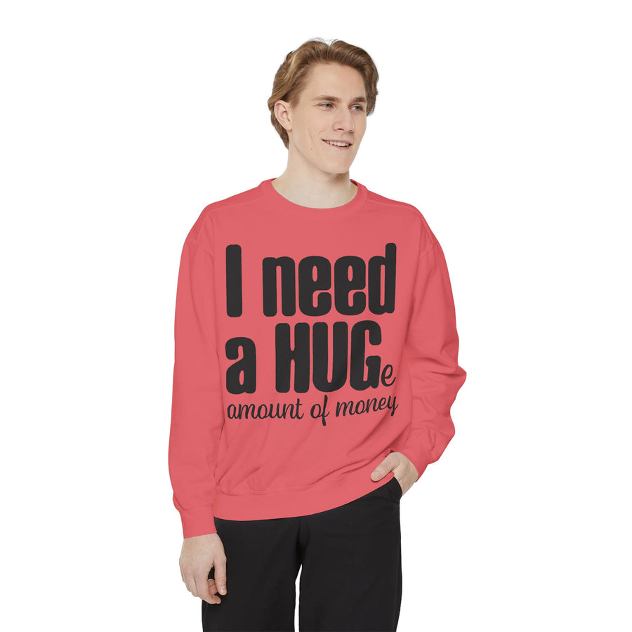 Hug-Themed Garment-Dyed Sweatshirt - Perfect for Gifting, Cozy Outfits, Casual Wear, Birthday Surprises, Everyday Comfort