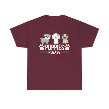 Puppies Please Unisex Heavy Cotton Tee, Cute Dog Lover T-Shirt, Pet Adoption Awareness Shirt, Gift for Dog Lovers, Fun Everyday Wear