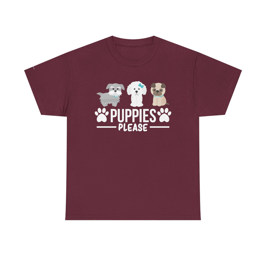 Puppies Please Unisex Heavy Cotton Tee, Cute Dog Lover T-Shirt, Pet Adoption Awareness Shirt, Gift for Dog Lovers, Fun Everyday Wear