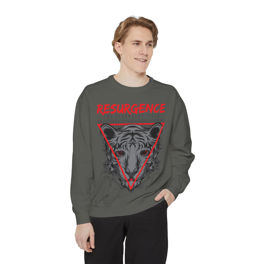 Resurgence Tiger Sweatshirt, Unisex Graphic Hoodie, Trendy Streetwear, Animal Lover Gift, Cozy Fashion for Fall, Statement Apparel