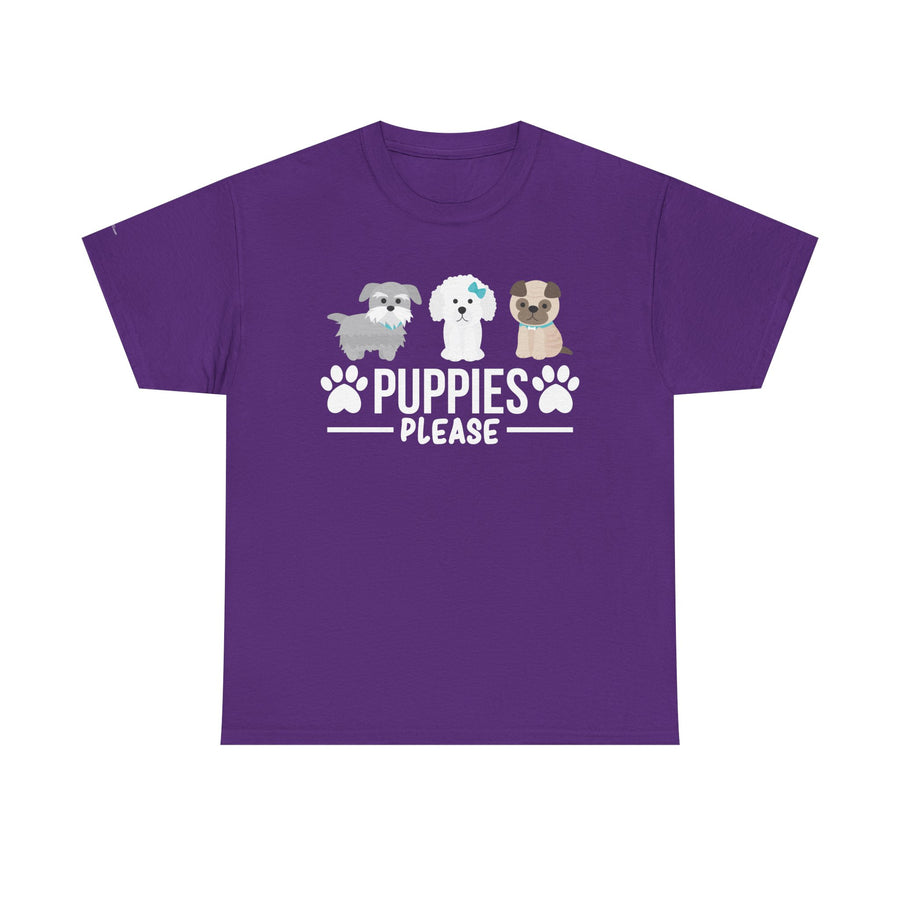 Puppies Please Unisex Heavy Cotton Tee, Cute Dog Lover T-Shirt, Pet Adoption Awareness Shirt, Gift for Dog Lovers, Fun Everyday Wear