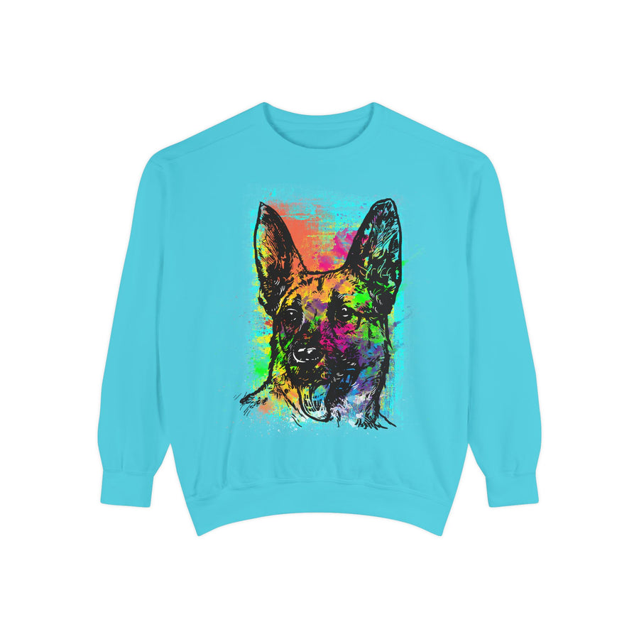 Vibrant Dog Art Sweatshirt, Animal Lover Gift, Cozy Casual Wear, Unisex Fashion, Colorful Pet Sweatshirt, Perfect for Dog Owners