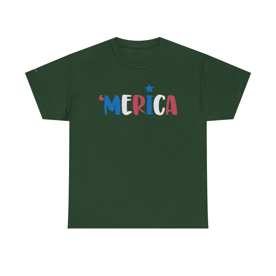 'Merica Unisex Heavy Cotton Tee - Patriotic Shirt for Independence Day, BBQs, Casual Wear, Gifts