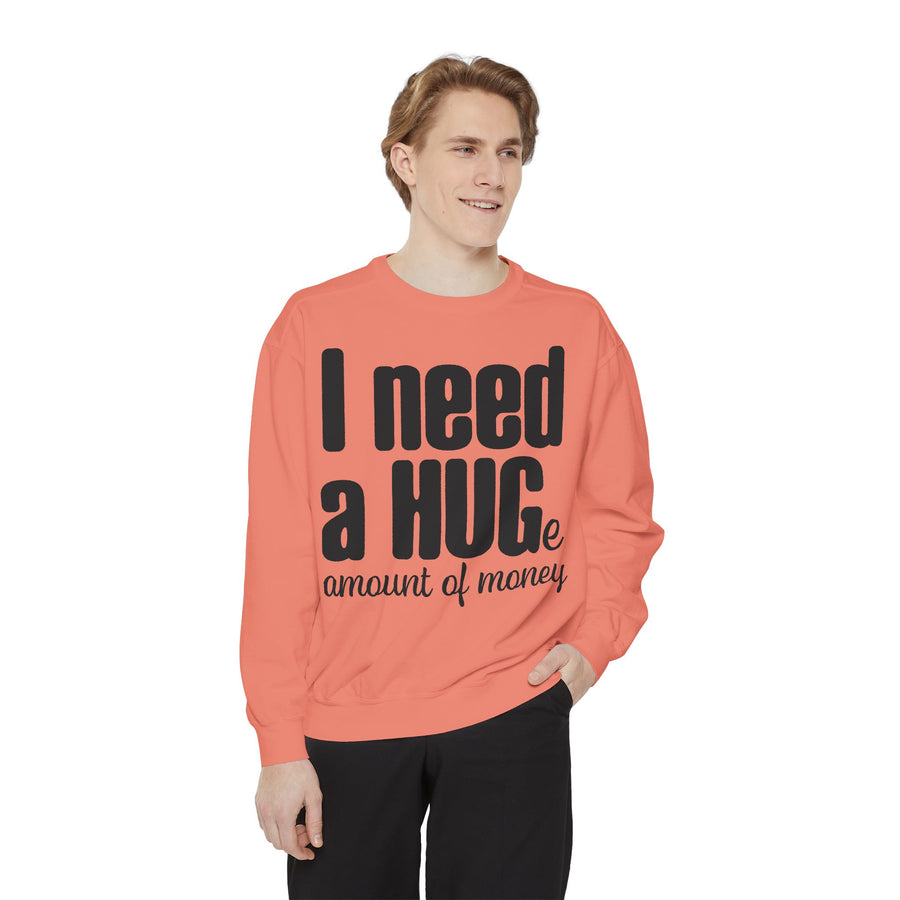 Hug-Themed Garment-Dyed Sweatshirt - Perfect for Gifting, Cozy Outfits, Casual Wear, Birthday Surprises, Everyday Comfort