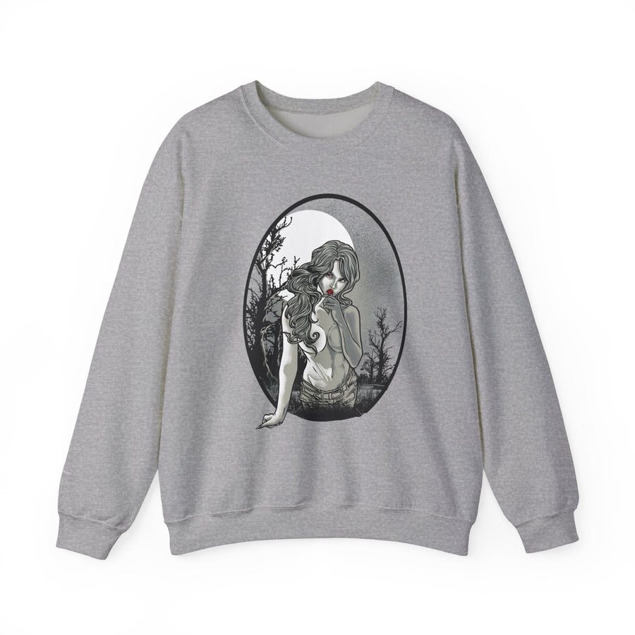 Gothic Art Sweatshirt, Cozy Unisex Crewneck, Dark Aesthetic Clothing, Unique Gifts for Her, Halloween Fashion, Casual Layering