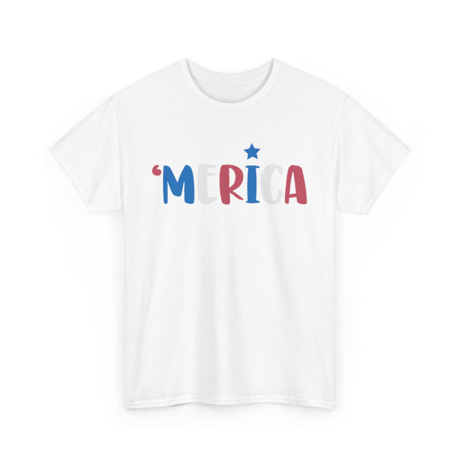 'Merica Unisex Heavy Cotton Tee - Patriotic Shirt for Independence Day, BBQs, Casual Wear, Gifts