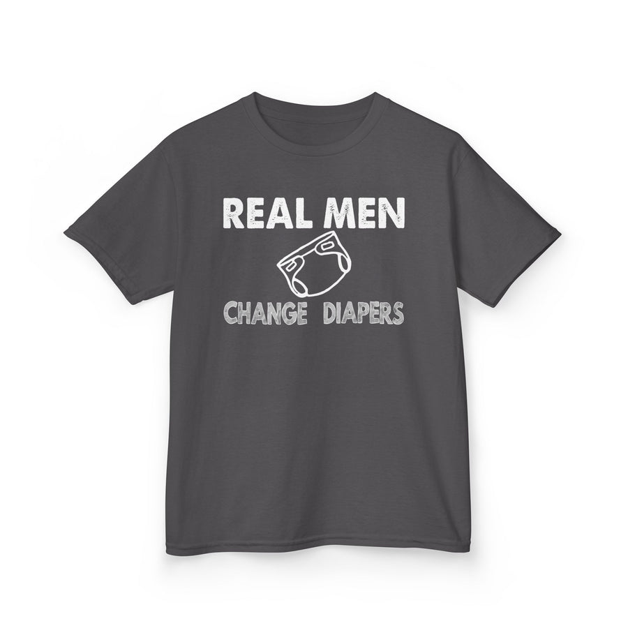 Kids Tee Real Men Change Diapers Fatherhood Graphic Shirt