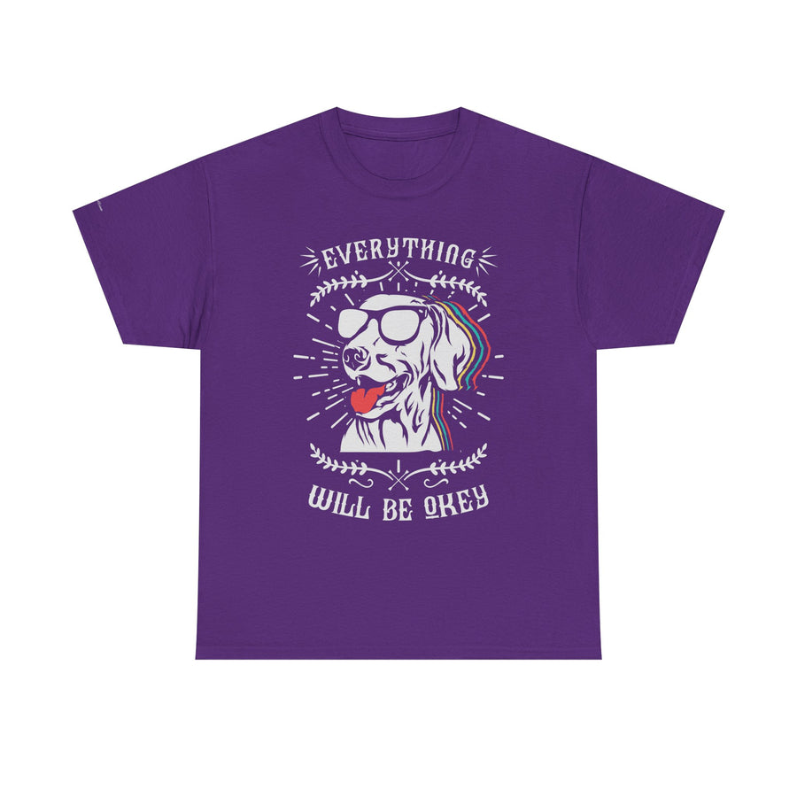 Unisex Heavy Cotton Tee with Positive Dog Graphic, Chill Vibes, Gift for Dog Lovers, Everyday Wear, Motivational Shirt, Casual Tee
