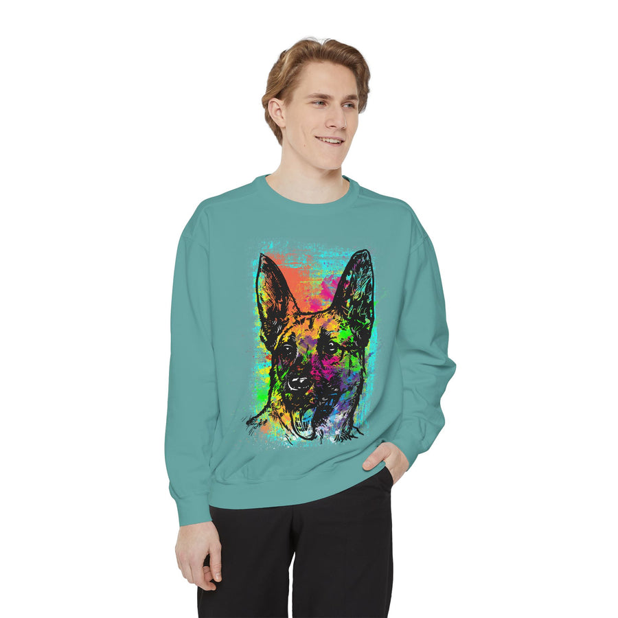 Vibrant Dog Art Sweatshirt, Animal Lover Gift, Cozy Casual Wear, Unisex Fashion, Colorful Pet Sweatshirt, Perfect for Dog Owners