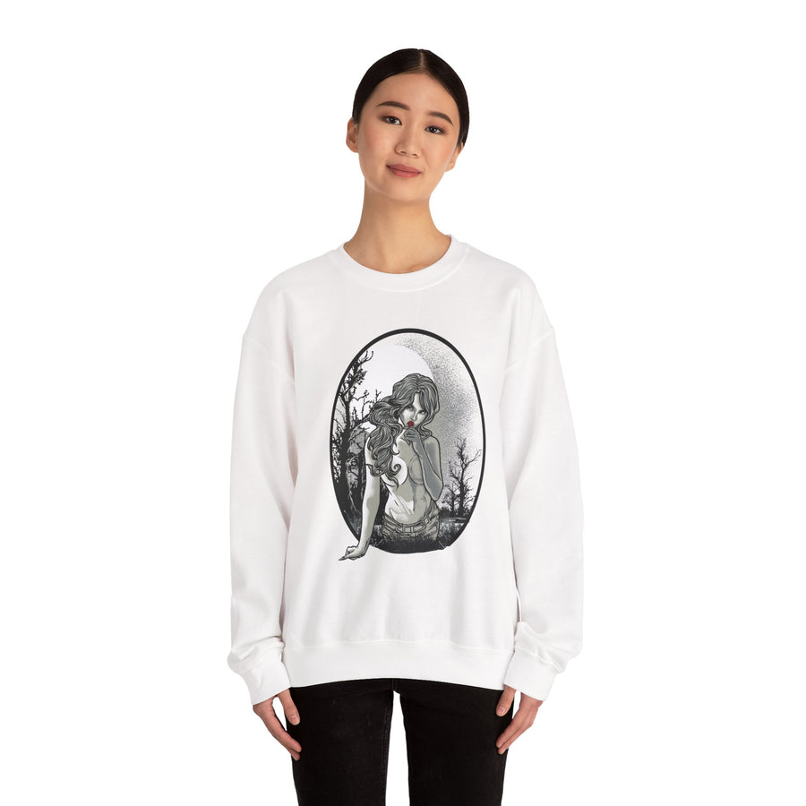 Gothic Art Sweatshirt, Cozy Unisex Crewneck, Dark Aesthetic Clothing, Unique Gifts for Her, Halloween Fashion, Casual Layering