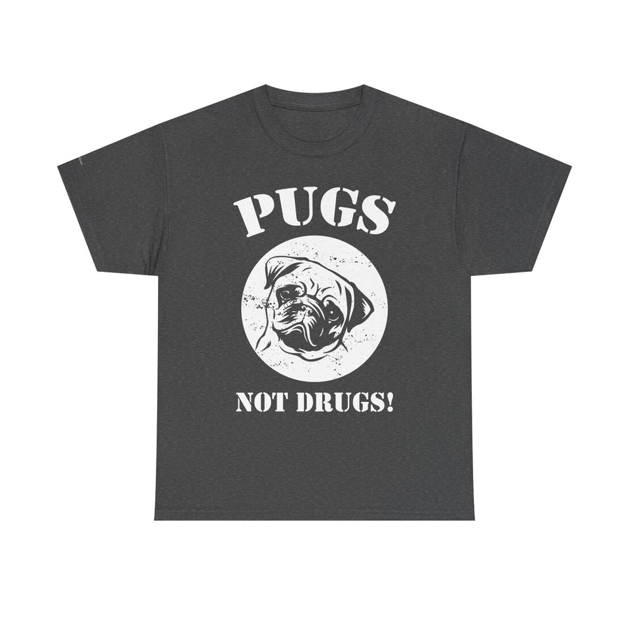 Pugs Not Drugs Unisex Heavy Cotton Tee | Funny Dog Lovers T-Shirt, Gift for Pet Owners, Casual Wear, Dog-Themed Apparel, Pug Enthusiast Top