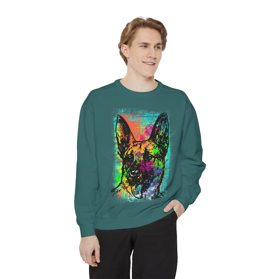 Vibrant Dog Art Sweatshirt, Animal Lover Gift, Cozy Casual Wear, Unisex Fashion, Colorful Pet Sweatshirt, Perfect for Dog Owners