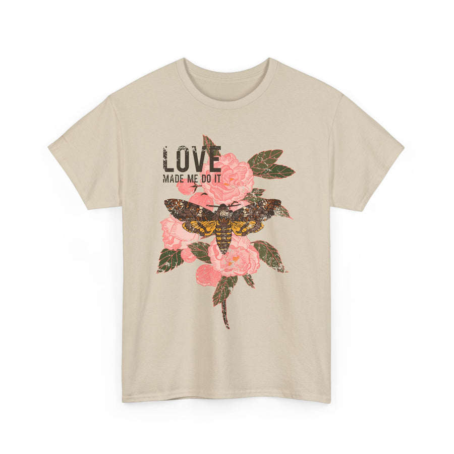Unisex Heavy Cotton Tee, Floral Love Shirt, Casual Graphic Tee, Gift for Her, Summer Top, Trendy Apparel