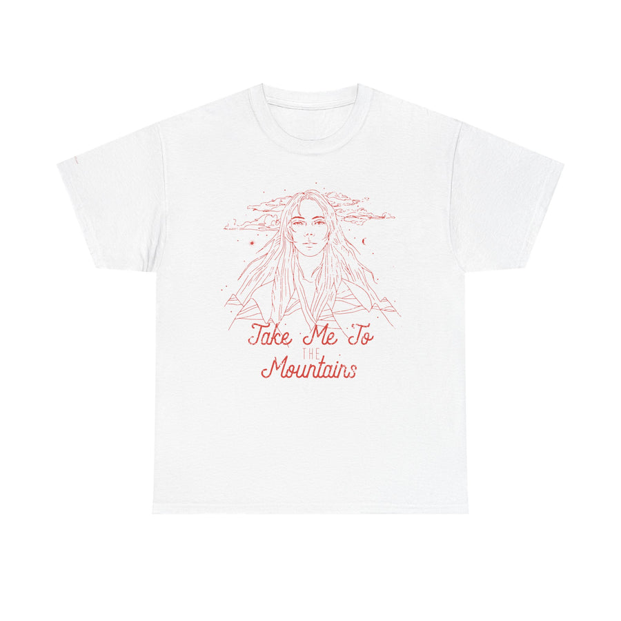 Unisex Heavy Cotton Tee - 'Take Me To Mountains' Adventure Shirt, Outdoor Lover Tee, Nature Vibes T-Shirt, Travel Gift Idea, Hiking Apparel