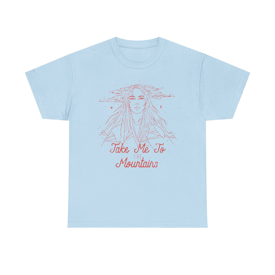 Unisex Heavy Cotton Tee - 'Take Me To Mountains' Adventure Shirt, Outdoor Lover Tee, Nature Vibes T-Shirt, Travel Gift Idea, Hiking Apparel
