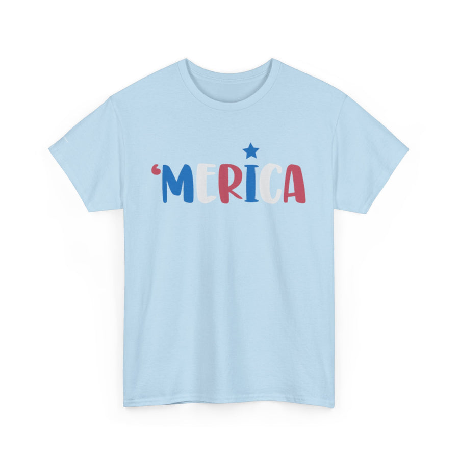 'Merica Unisex Heavy Cotton Tee - Patriotic Shirt for Independence Day, BBQs, Casual Wear, Gifts