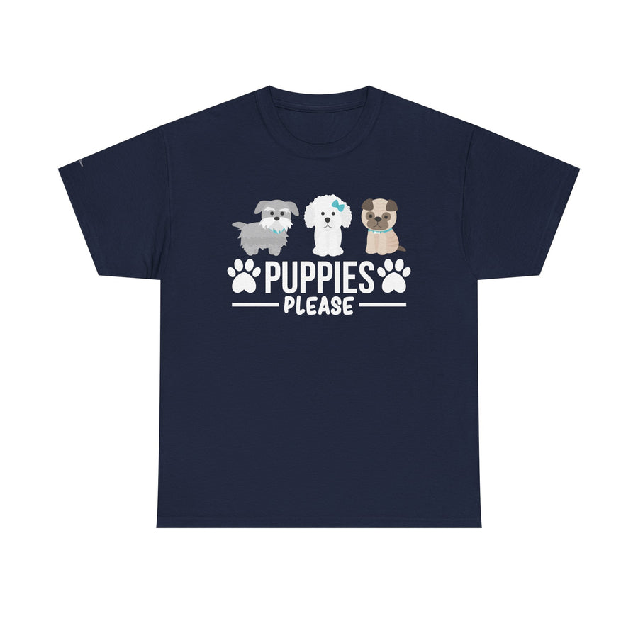 Puppies Please Unisex Heavy Cotton Tee, Cute Dog Lover T-Shirt, Pet Adoption Awareness Shirt, Gift for Dog Lovers, Fun Everyday Wear