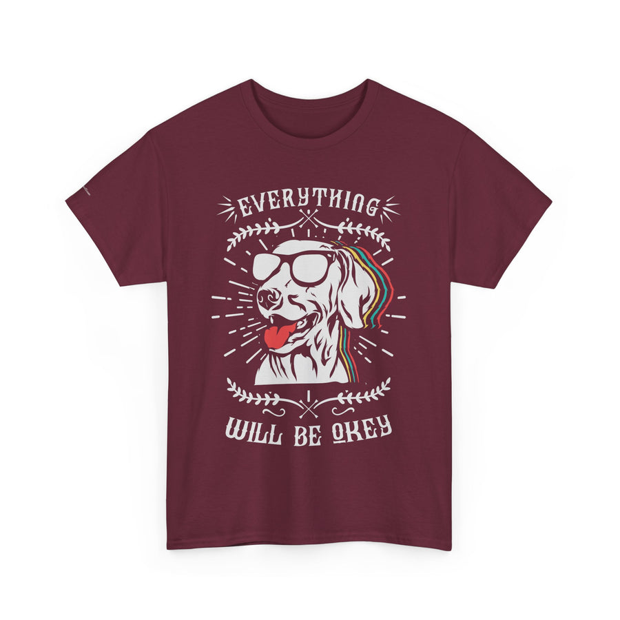 Unisex Heavy Cotton Tee with Positive Dog Graphic, Chill Vibes, Gift for Dog Lovers, Everyday Wear, Motivational Shirt, Casual Tee