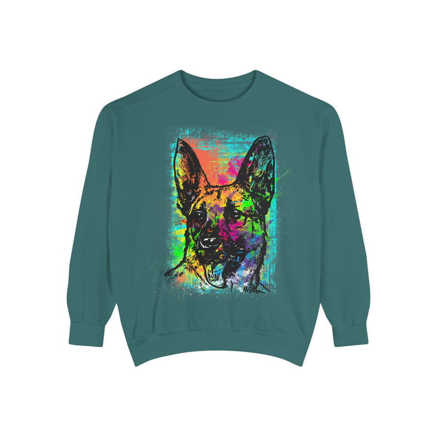 Vibrant Dog Art Sweatshirt, Animal Lover Gift, Cozy Casual Wear, Unisex Fashion, Colorful Pet Sweatshirt, Perfect for Dog Owners
