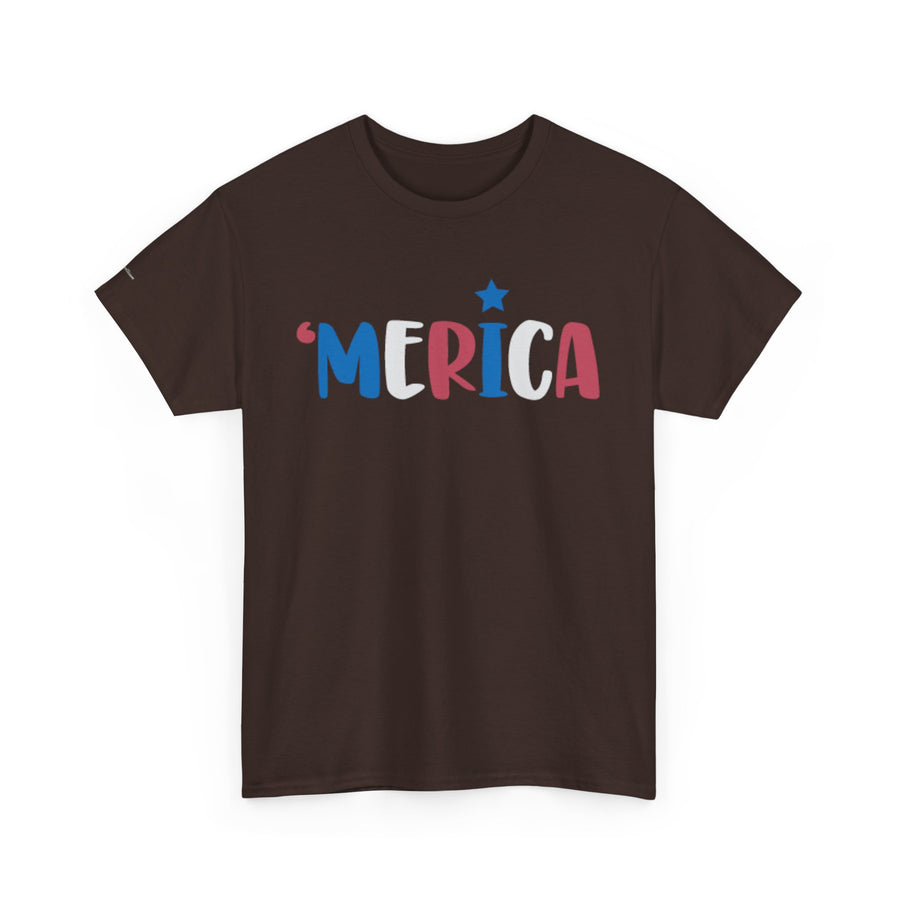 'Merica Unisex Heavy Cotton Tee - Patriotic Shirt for Independence Day, BBQs, Casual Wear, Gifts