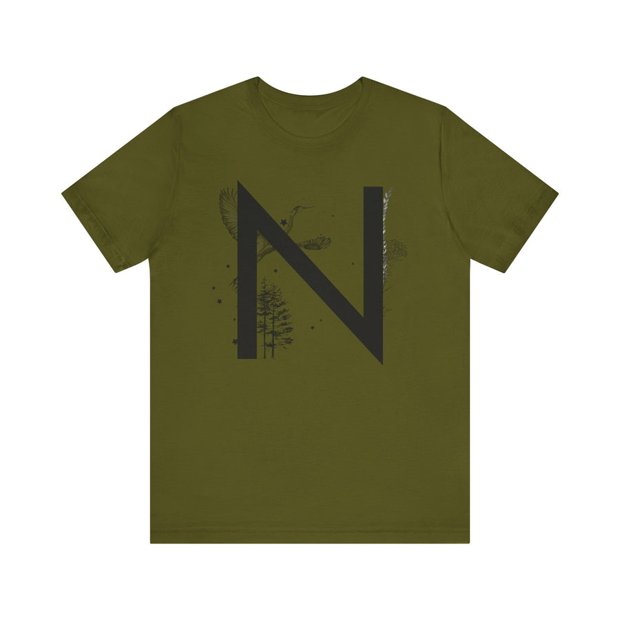 Nature-Inspired Initial Tee, Unisex T-Shirt for Nature Lovers, Personalized Gift, Graphic Tee for Casual Wear, Eco-Friendly Apparel