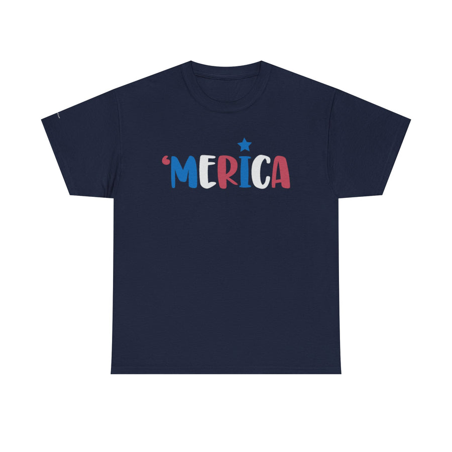 'Merica Unisex Heavy Cotton Tee - Patriotic Shirt for Independence Day, BBQs, Casual Wear, Gifts
