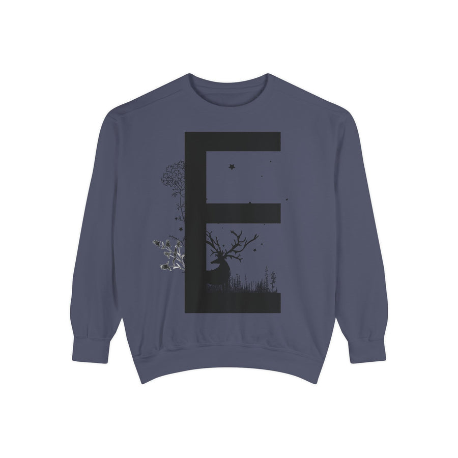 Nature-Inspired Unisex Sweatshirt with Bold Letter Design, Cozy Gift, Eco-Friendly Apparel, Perfect for Casual Wear, Letter E Sweatshirt