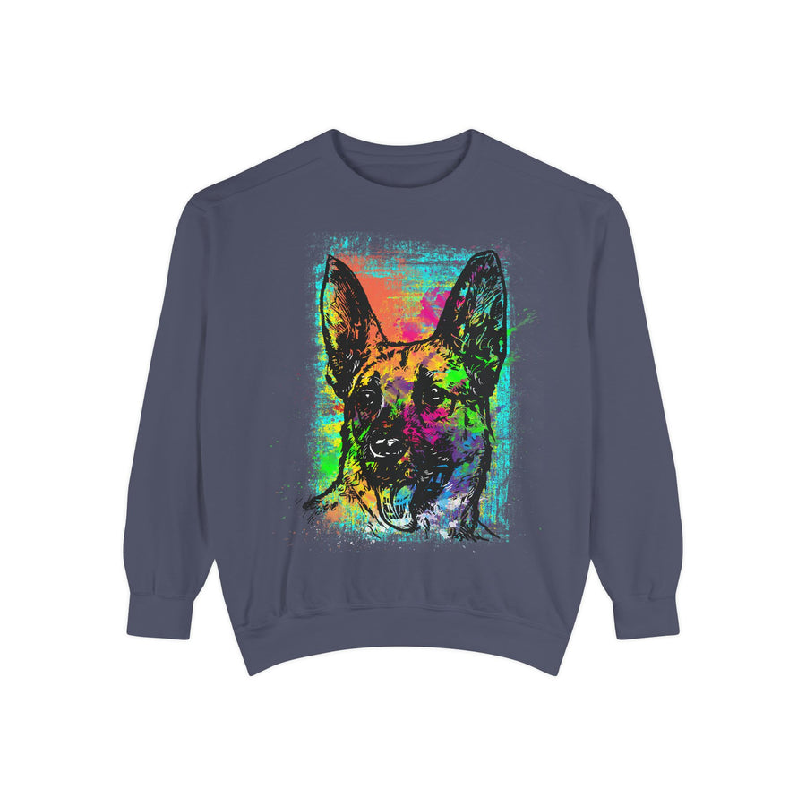 Vibrant Dog Art Sweatshirt, Animal Lover Gift, Cozy Casual Wear, Unisex Fashion, Colorful Pet Sweatshirt, Perfect for Dog Owners