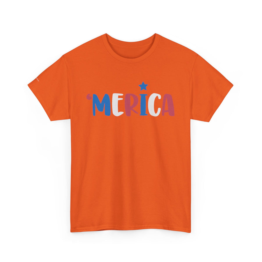 'Merica Unisex Heavy Cotton Tee - Patriotic Shirt for Independence Day, BBQs, Casual Wear, Gifts