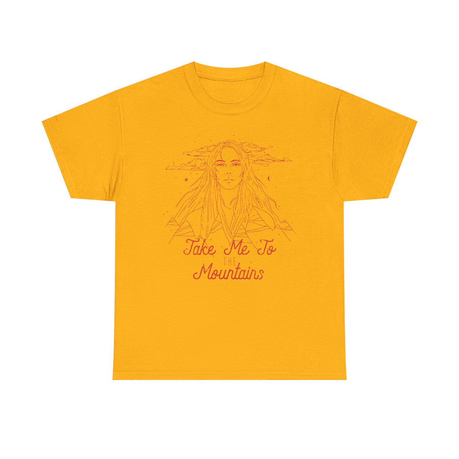 Unisex Heavy Cotton Tee - 'Take Me To Mountains' Adventure Shirt, Outdoor Lover Tee, Nature Vibes T-Shirt, Travel Gift Idea, Hiking Apparel