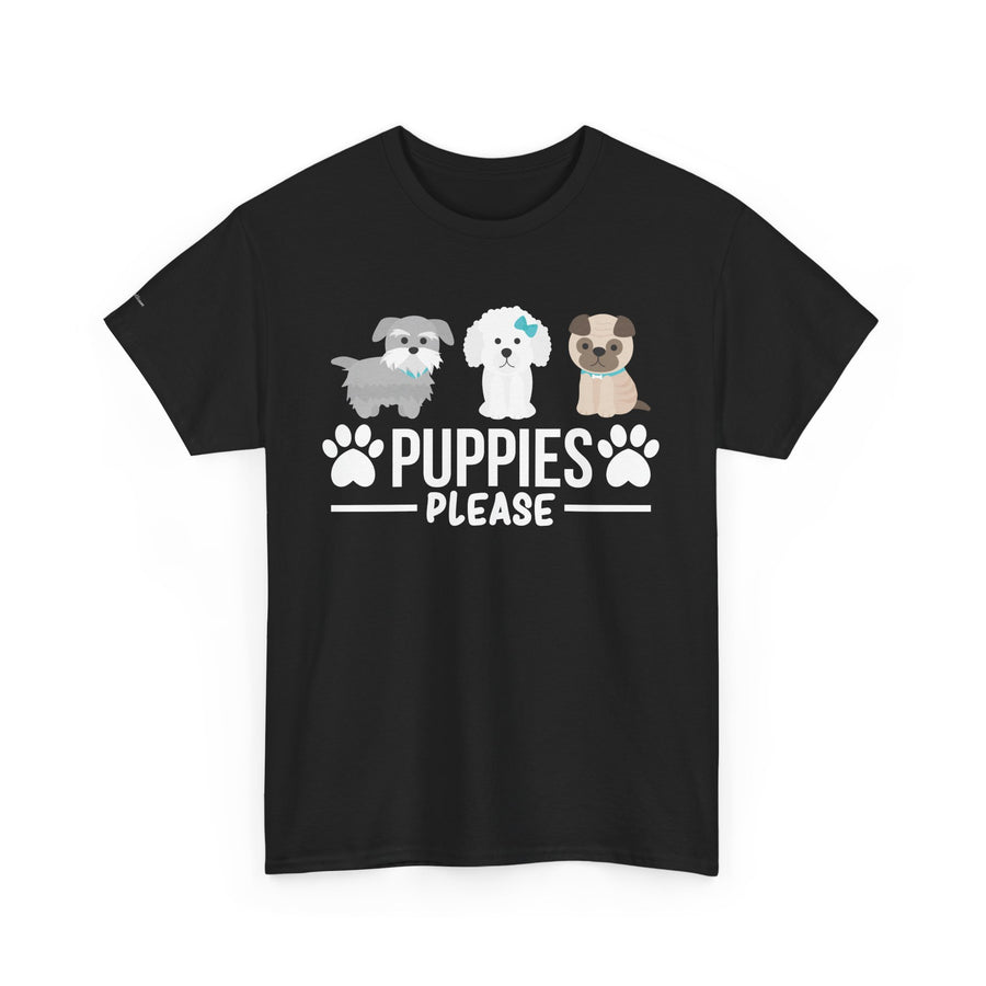 Puppies Please Unisex Heavy Cotton Tee, Cute Dog Lover T-Shirt, Pet Adoption Awareness Shirt, Gift for Dog Lovers, Fun Everyday Wear