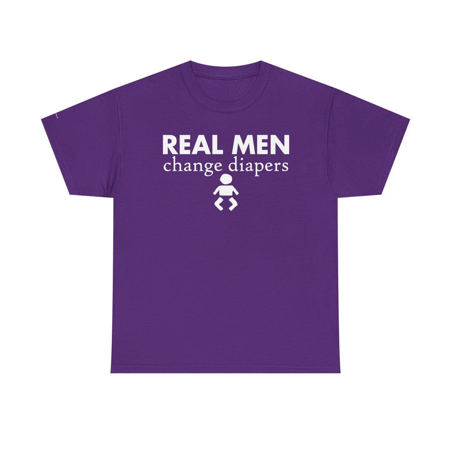 Real Men Change Diapers Unisex Heavy Cotton Tee, Funny Dad Shirt, Baby Shower Gift, Parenting Humor Tee, Father's Day Apparel