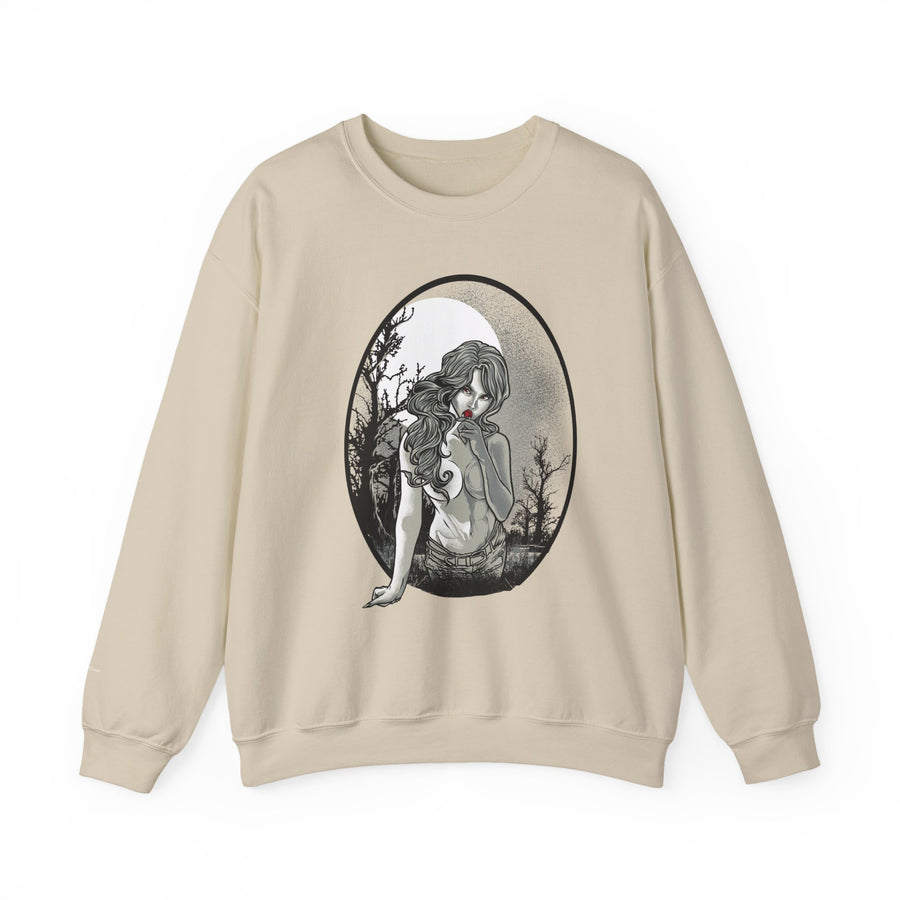 Gothic Art Sweatshirt, Cozy Unisex Crewneck, Dark Aesthetic Clothing, Unique Gifts for Her, Halloween Fashion, Casual Layering