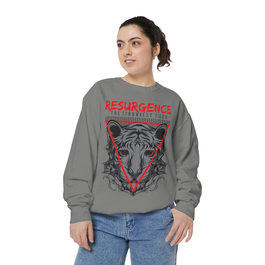 Resurgence Tiger Sweatshirt, Unisex Graphic Hoodie, Trendy Streetwear, Animal Lover Gift, Cozy Fashion for Fall, Statement Apparel