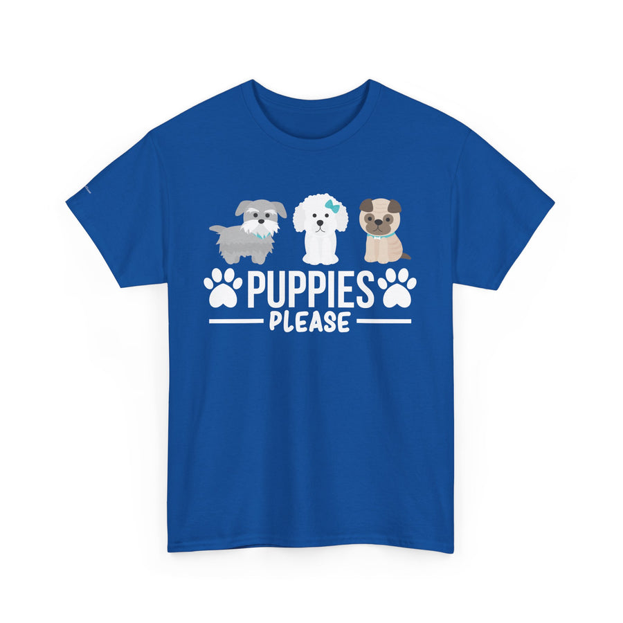 Puppies Please Unisex Heavy Cotton Tee, Cute Dog Lover T-Shirt, Pet Adoption Awareness Shirt, Gift for Dog Lovers, Fun Everyday Wear
