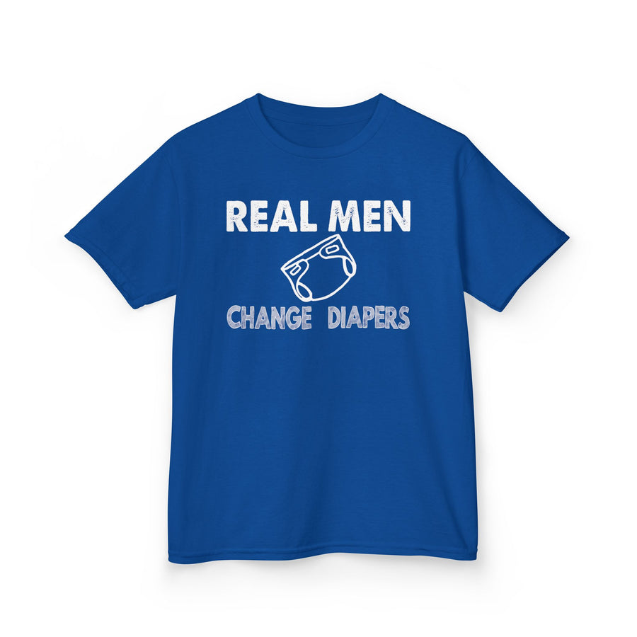 Kids Tee Real Men Change Diapers Fatherhood Graphic Shirt