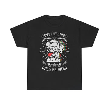 Unisex Heavy Cotton Tee with Positive Dog Graphic, Chill Vibes, Gift for Dog Lovers, Everyday Wear, Motivational Shirt, Casual Tee
