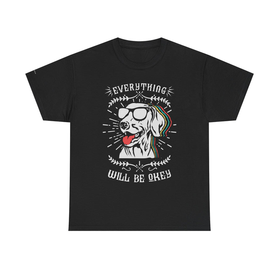 Unisex Heavy Cotton Tee with Positive Dog Graphic, Chill Vibes, Gift for Dog Lovers, Everyday Wear, Motivational Shirt, Casual Tee