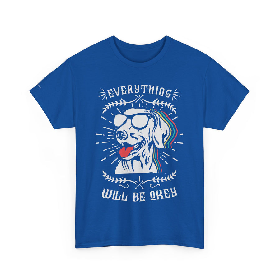 Unisex Heavy Cotton Tee with Positive Dog Graphic, Chill Vibes, Gift for Dog Lovers, Everyday Wear, Motivational Shirt, Casual Tee