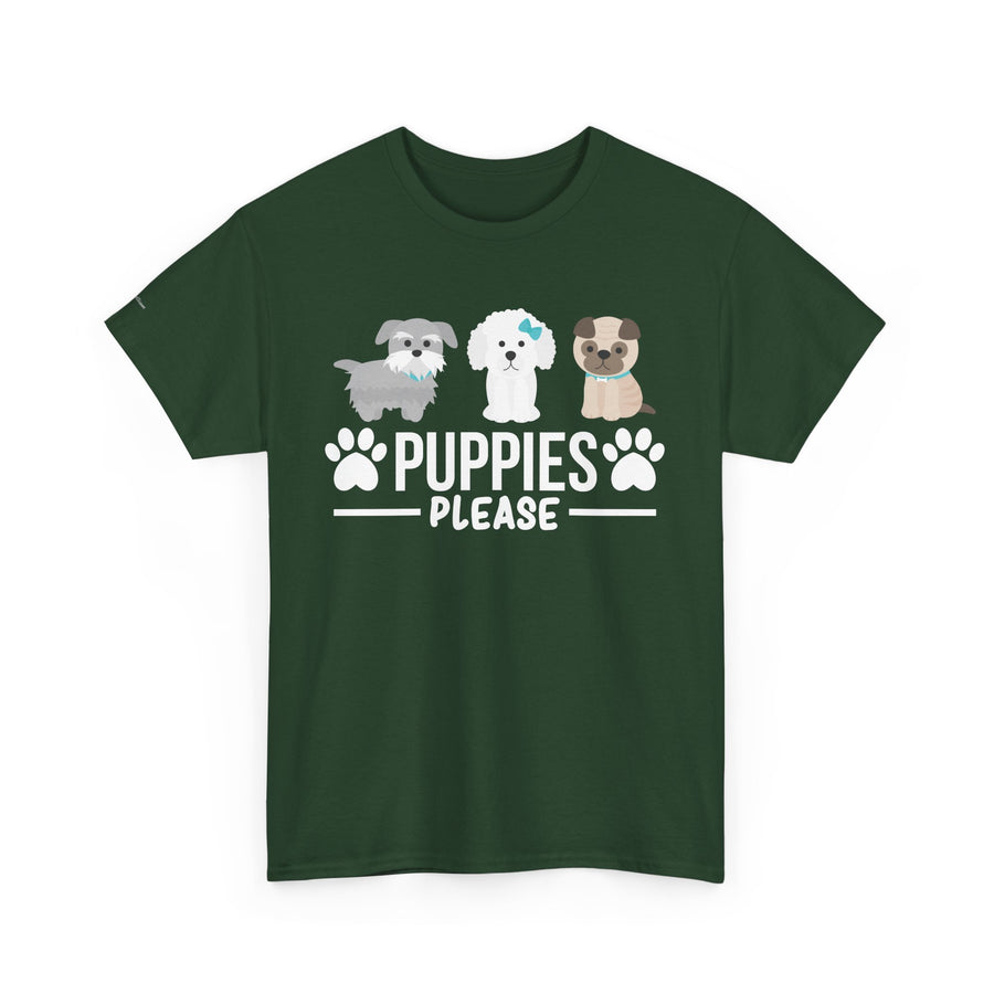 Puppies Please Unisex Heavy Cotton Tee, Cute Dog Lover T-Shirt, Pet Adoption Awareness Shirt, Gift for Dog Lovers, Fun Everyday Wear