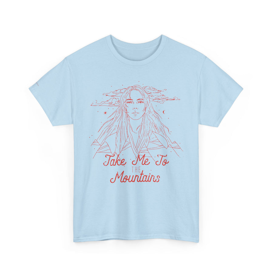Unisex Heavy Cotton Tee - 'Take Me To Mountains' Adventure Shirt, Outdoor Lover Tee, Nature Vibes T-Shirt, Travel Gift Idea, Hiking Apparel