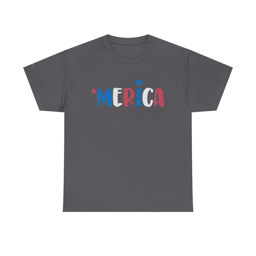 'Merica Unisex Heavy Cotton Tee - Patriotic Shirt for Independence Day, BBQs, Casual Wear, Gifts
