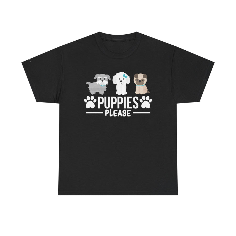 Puppies Please Unisex Heavy Cotton Tee, Cute Dog Lover T-Shirt, Pet Adoption Awareness Shirt, Gift for Dog Lovers, Fun Everyday Wear