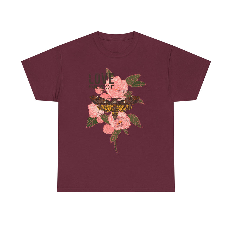 Unisex Heavy Cotton Tee, Floral Love Shirt, Casual Graphic Tee, Gift for Her, Summer Top, Trendy Apparel