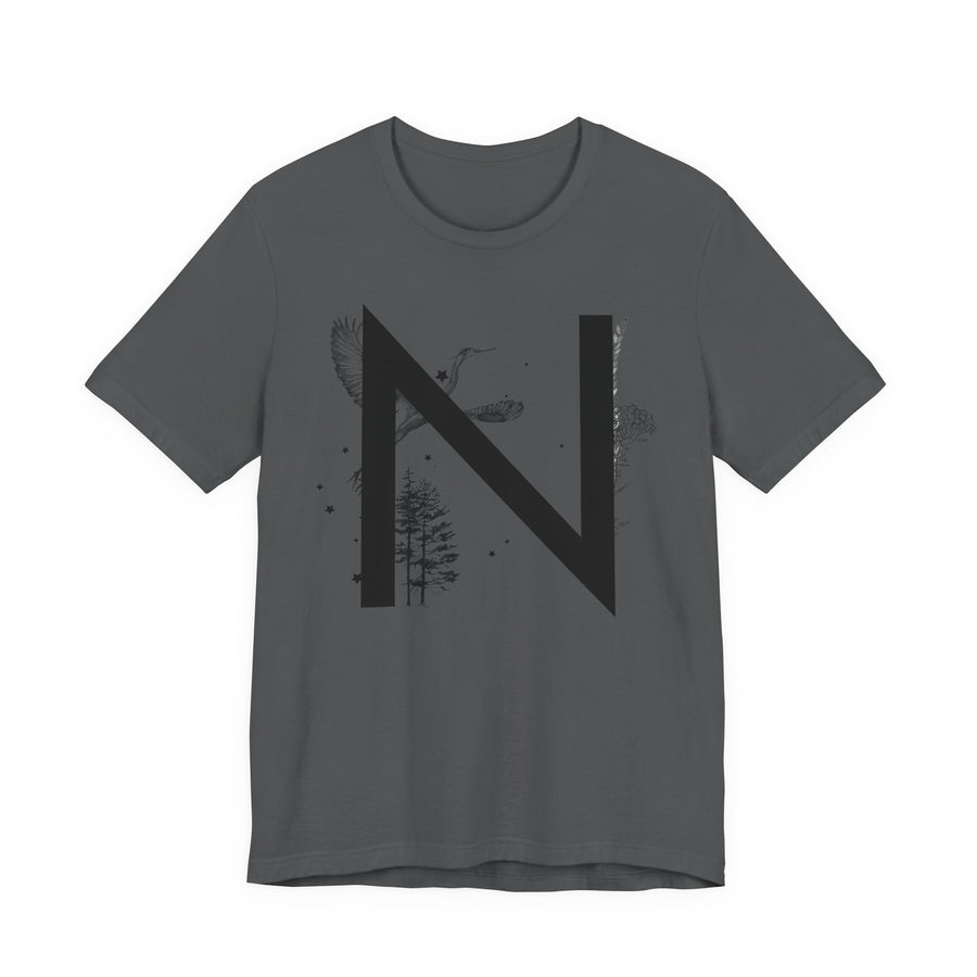 Nature-Inspired Initial Tee, Unisex T-Shirt for Nature Lovers, Personalized Gift, Graphic Tee for Casual Wear, Eco-Friendly Apparel