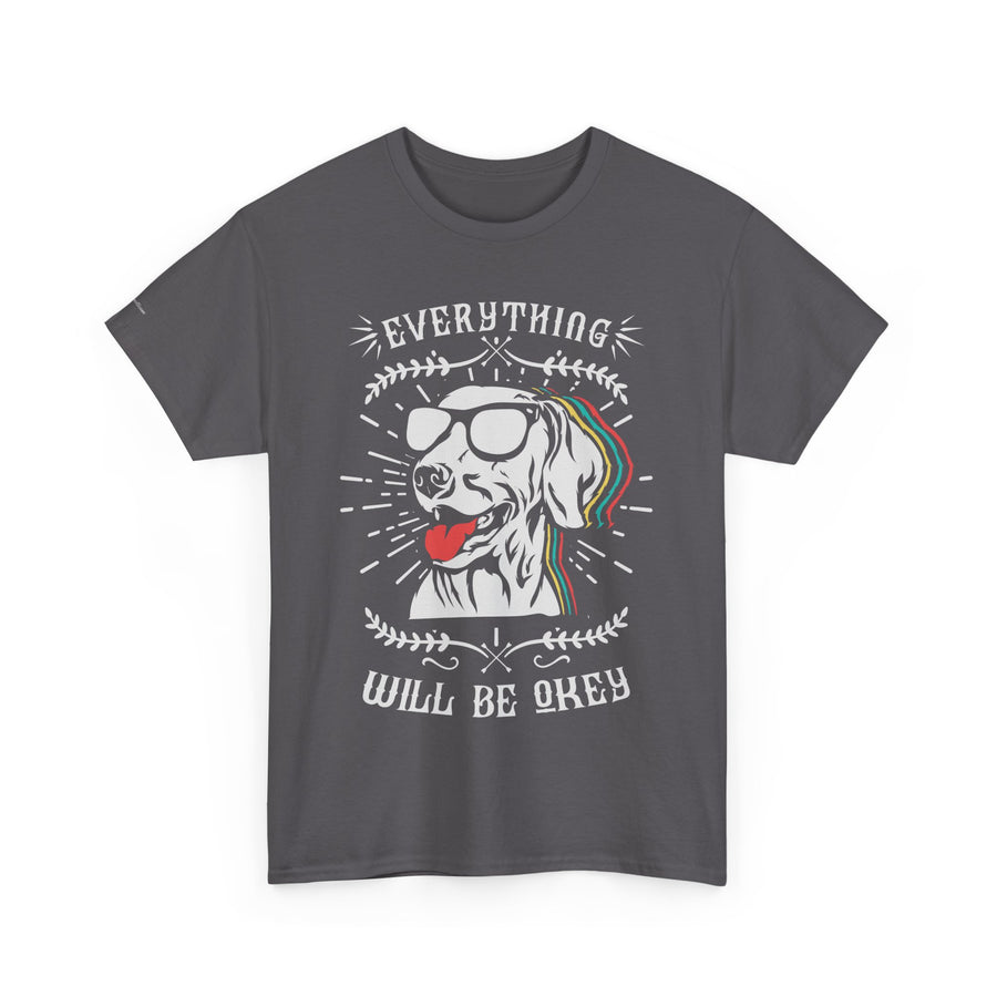 Unisex Heavy Cotton Tee with Positive Dog Graphic, Chill Vibes, Gift for Dog Lovers, Everyday Wear, Motivational Shirt, Casual Tee