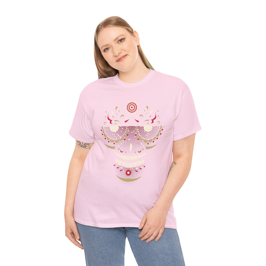 Sugar Skull Graphic Tee, Unisex T-Shirt for Day of the Dead, Halloween, Festive Casual Wear, Unique Gift Idea