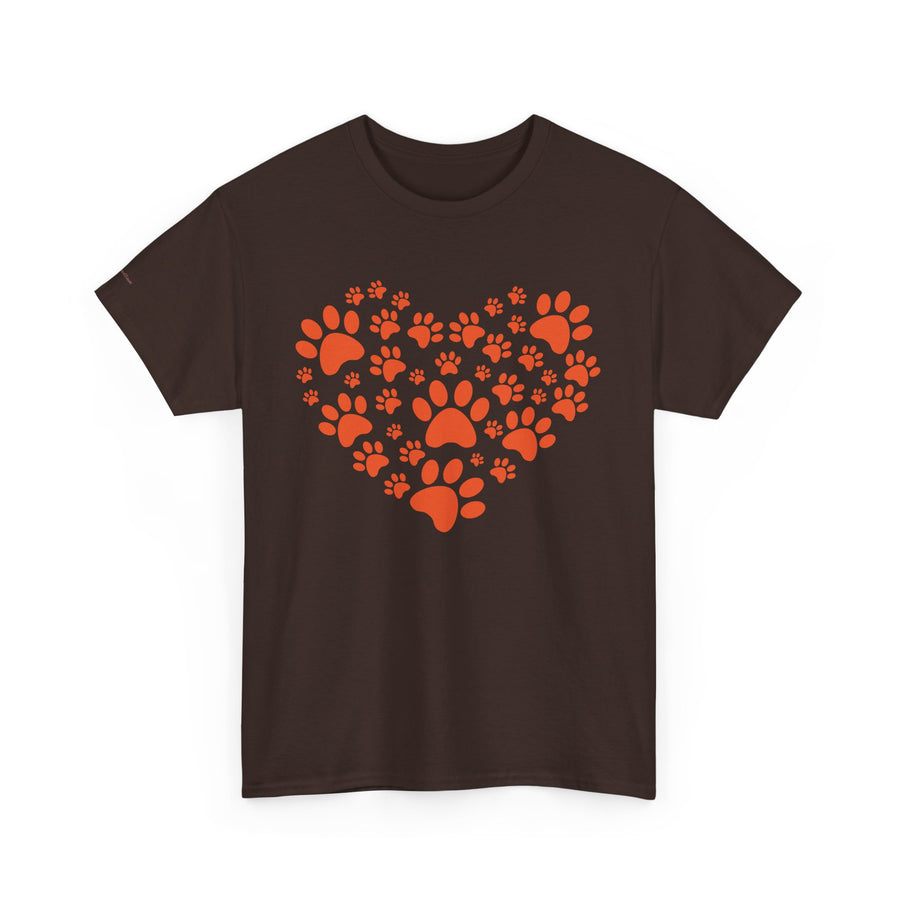 Pet Lover's Heart Tee - Unisex Heavy Cotton Shirt, Animal Lover Gift, Dog Cat Lovers Top, Casual Wear, Heart Paw Prints