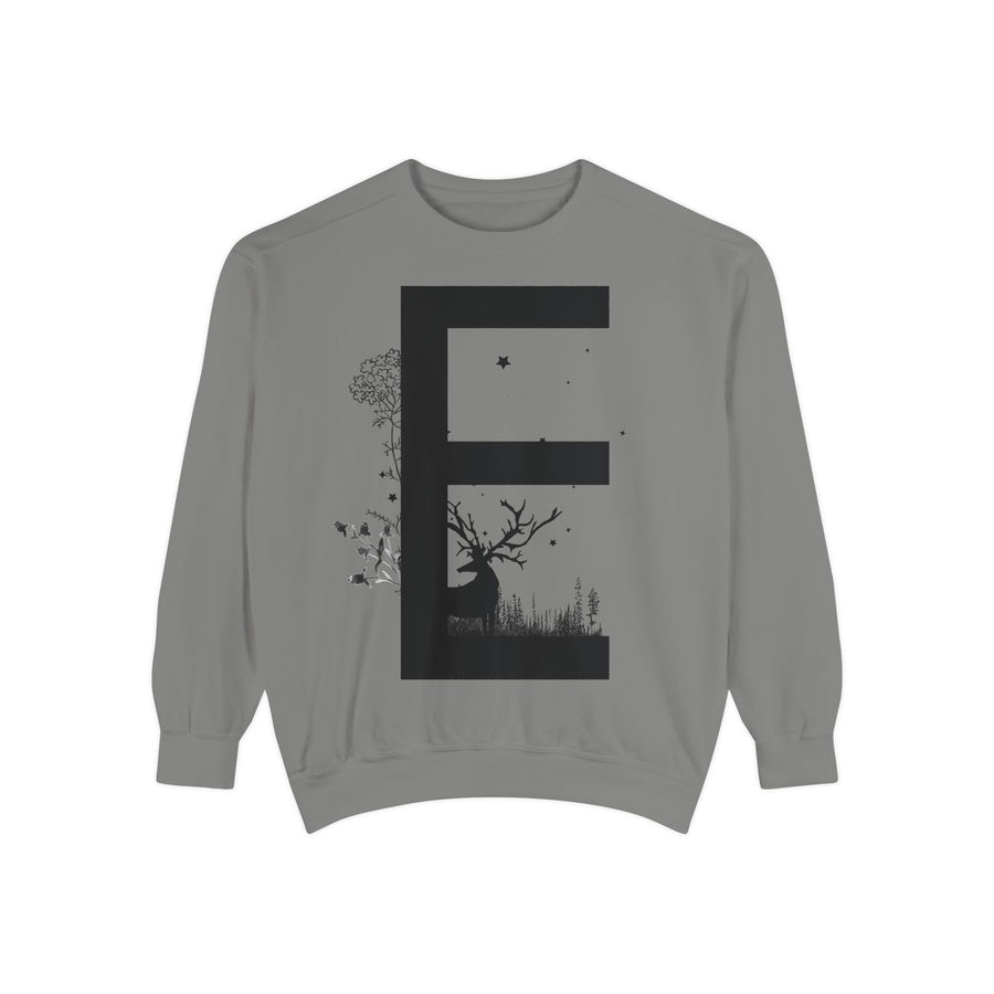 Nature-Inspired Unisex Sweatshirt with Bold Letter Design, Cozy Gift, Eco-Friendly Apparel, Perfect for Casual Wear, Letter E Sweatshirt
