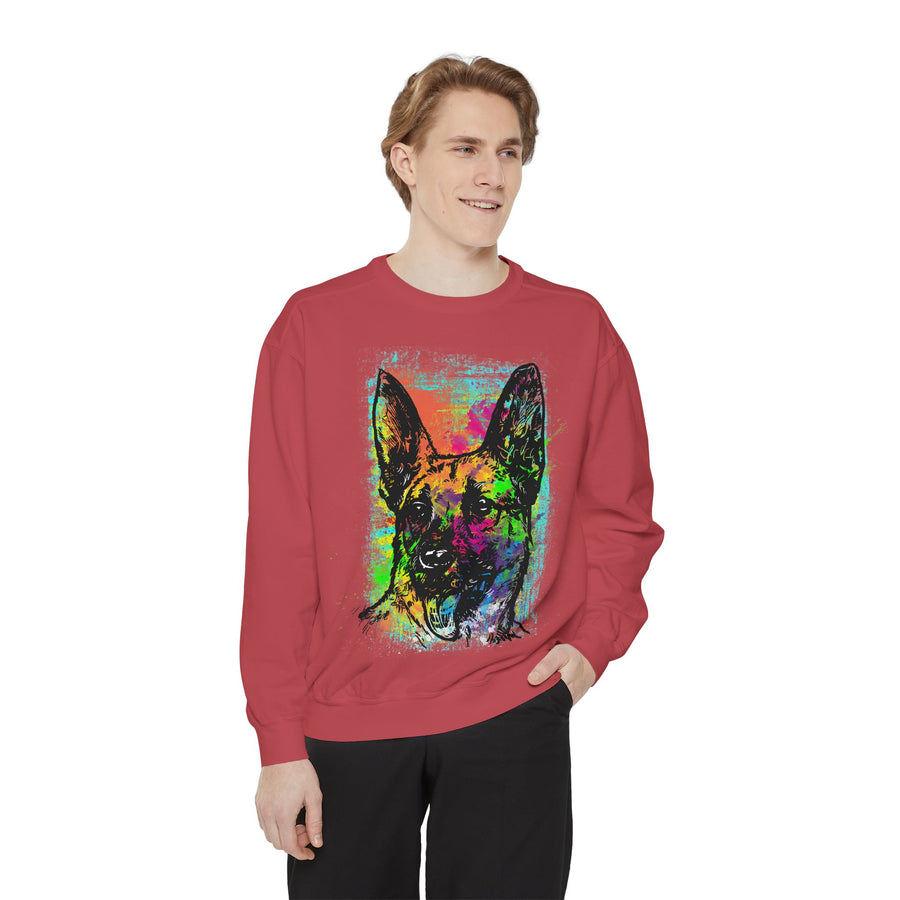 Vibrant Dog Art Sweatshirt, Animal Lover Gift, Cozy Casual Wear, Unisex Fashion, Colorful Pet Sweatshirt, Perfect for Dog Owners
